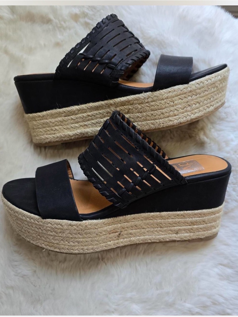 Dolce vita Black Woven Espadrille Platform Sandals - Women's